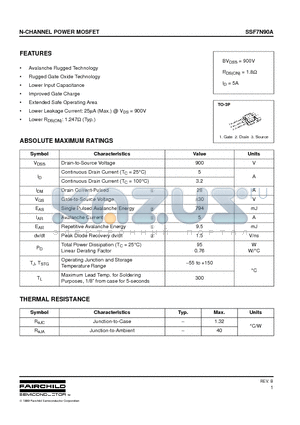 SSF7N90A datasheet - N-CHANNEL POWER MOSFET