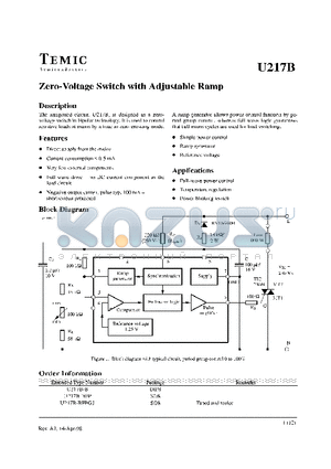 U217 datasheet - Zero-Voltage Switch with Adjustable Ramp