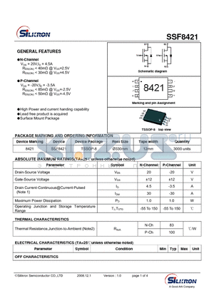 SSF8421 datasheet - High Power and current handing capability