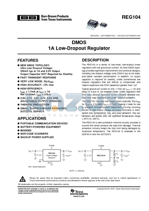 REG104 datasheet - DMOS 1A Low-Dropout Regulator