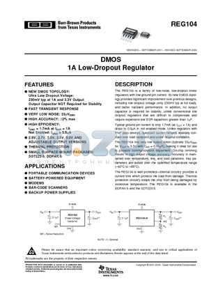 REG104FA datasheet - DMOS 1A Low-Dropout Regulator