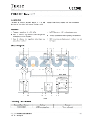 U2320B datasheet - VHF/UHF Tuner-IC