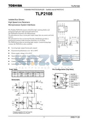 TLP2108 datasheet - Isolated Bus Drivers High Speed Line Receivers Microprocessor System Interfaces