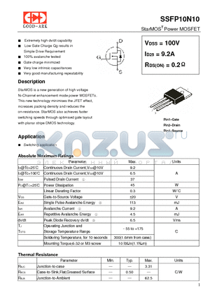 SSFP10N10 datasheet - StarMOST Power MOSFET