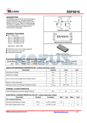 SSF6816 datasheet - High Power and current handing capability