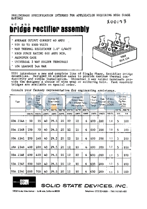 SDA234B datasheet - 40 AMP BRIDGE RECTIFIER ASSEMBLY