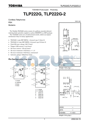 TLP222G-2 datasheet - Cordless Telephones PBX Modems