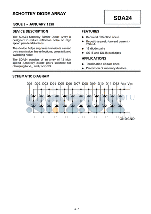 SDA24 datasheet - SCHOTTKY DIODE ARRAY