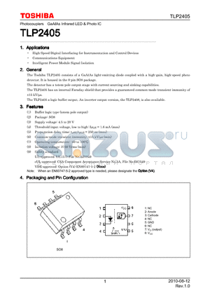 TLP2405 datasheet - Photocouplers GaAAs Infrared LED & Photo IC