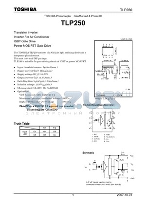 TLP250 datasheet - GaAAs Ired & Photo-IC