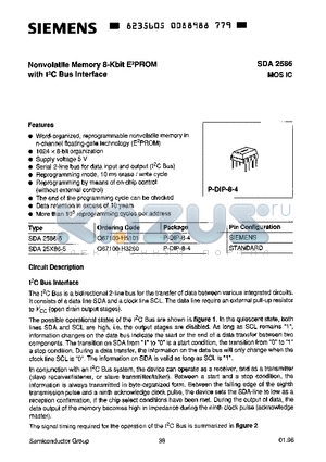 SDA25X86 datasheet - NONVOLATILE MEMORY 8-KBIT EPROM WITH IC BUS INTERFACE