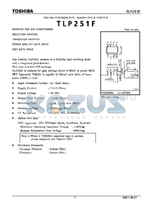 TLP251F datasheet - INVERTER FOR AIR CONDITIONOR INDUCTION HEATING