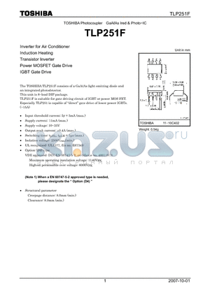 TLP251F datasheet - GaAAs Ired & Photo−IC