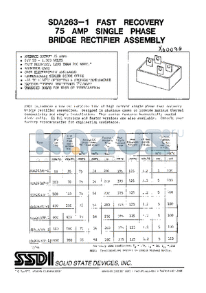 SDA263BF-1 datasheet - 75 AMP SINGLE PHASE BRIDGE RECITIFIER ASSEMBLY