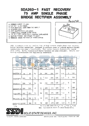 SDA263EF-1 datasheet - 75 AMP SINGLE PHASE BRIDGE RECITIFIER ASSEMBLY