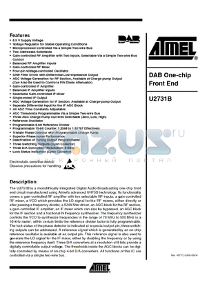 U2731B datasheet - DAB ONE- CHIP FRONT END