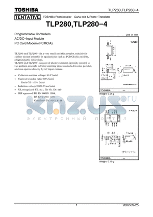 TLP280 datasheet - Programmable Controllers AC/DC.Input Module PC Card Modem (PCMCIA)