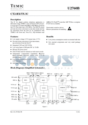 U2760B-AFSG3 datasheet - CT2-RX/TX IC