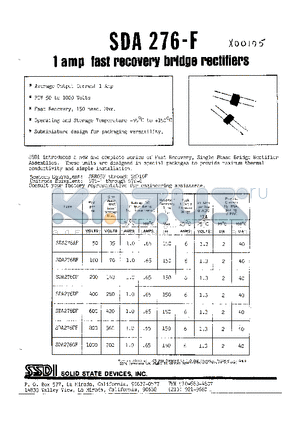 SDA276AF datasheet - 1AMP  FAST RECOVERRY RECTIFIER BRIDGE ASSEMBLY