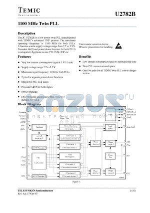 U2782B datasheet - 1100 MHz Twin PLL
