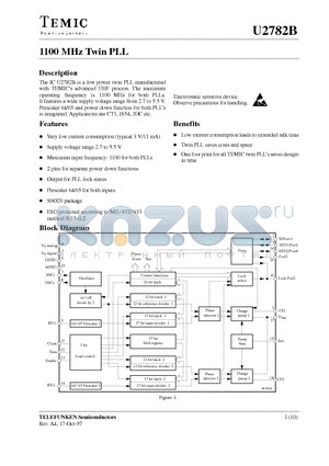 U2782B-AFS datasheet - 1100 MHz Twin PLL