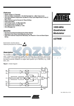 U2790B datasheet - 1000-MHz QUADRATURE MODULATOR