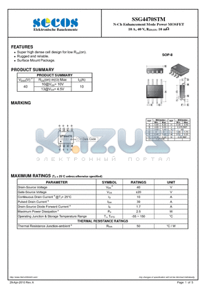SSG4470STM datasheet - N-Ch Enhancement Mode Power MOSFET