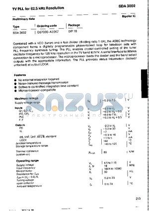 SDA3002 datasheet - BIPOLAR IC