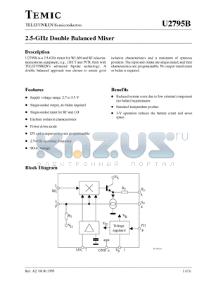 U2795B datasheet - 2.5-GHz Double Balanced Mixer