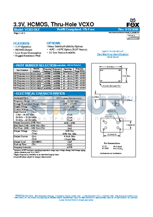 VCXO-D3RLF datasheet - 3.3V, HCMOS, Thru-Hole VCXO