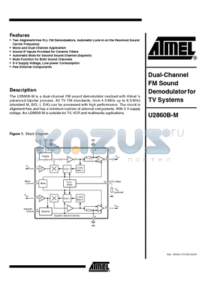 U2860B-M datasheet - Dual-Channel FM Sound Demodulator for TV Systems