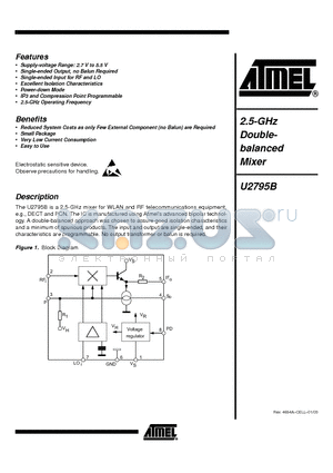 U2795B-MFPG3 datasheet - 2.5-GHz Double balanced Mixer