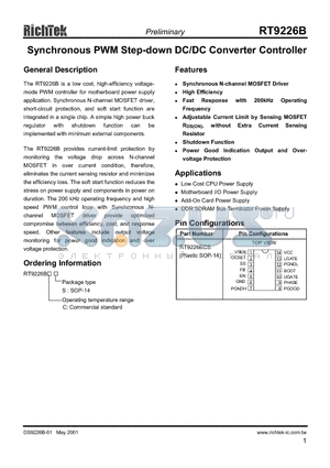 RT9226B datasheet - SYNCHRONOUS PWM STEP-DOWN DC/DC CONVERTER CONTROLLER