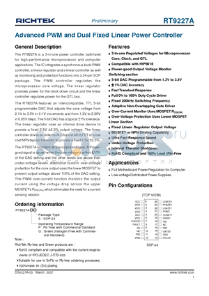 RT9227A datasheet - Advanced PWM and Dual Fixed Linear Power Controller