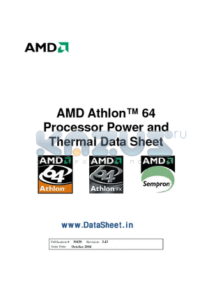 SDA3100AIP3AX datasheet - AMD Athlon 64 Processor Power and Thermal Data Sheet