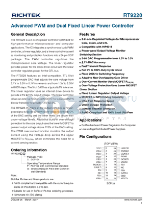 RT9228GS datasheet - Advanced PWM and Dual Fixed Linear Power Controller