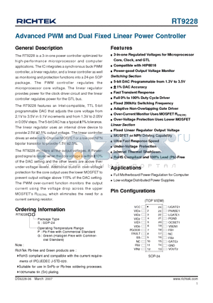 RT9228PS datasheet - Advanced PWM and Dual Fixed Linear Power Controller