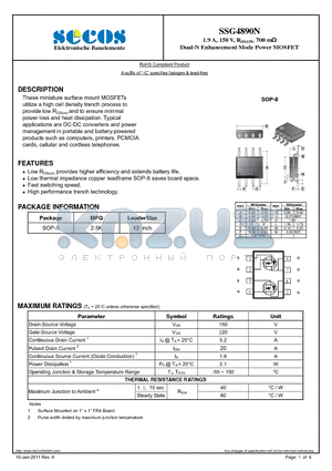 SSG4890N datasheet - Dual-N Enhancement Mode Power MOSFET