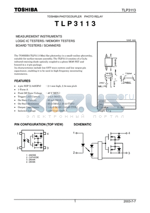 TLP3113 datasheet - MEASUREMENT INSTRUMENTS LOGIC IC TESTERS  MEMORY TESTERS BOARD TESTERS  SCANNERS