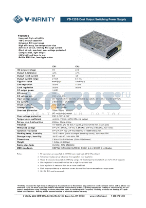 VD-120B datasheet - Dual Output Switching Power Supply