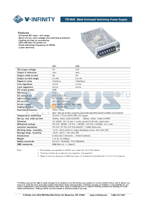 VD-60A datasheet - Metal Enclosed Switching Power Supply