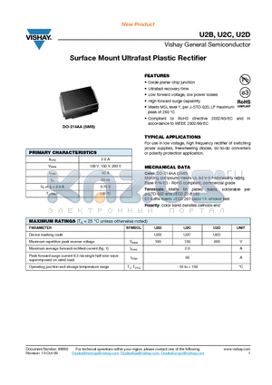 U2C datasheet - Surface Mount Ultrafast Plastic Rectifier