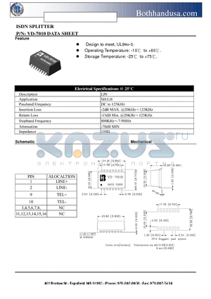 VD-7010 datasheet - ISDN SPLITTER