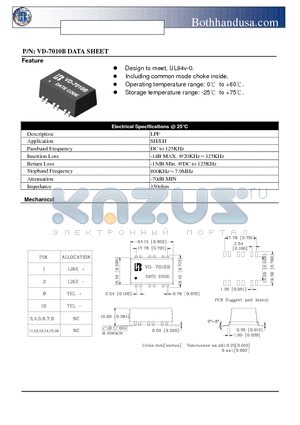 VD-7010B datasheet - ISDN SPLITTER