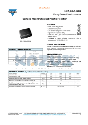 U2D-E3-5BT datasheet - Surface Mount Ultrafast Plastic Rectifier