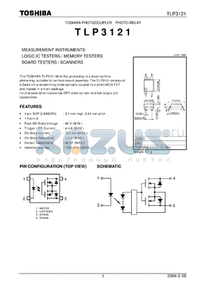 TLP3121 datasheet - TOSHIBA PHOTOCOUPLER PHOTO RELAY