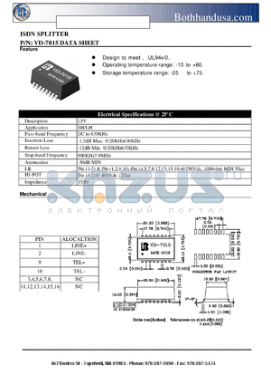 VD-7015 datasheet - ISDN SPLITTER