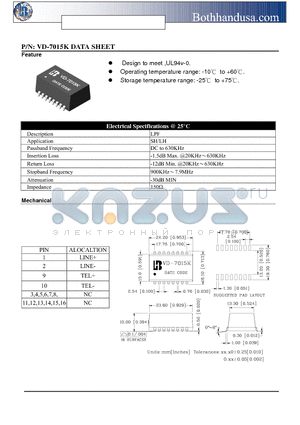 VD-7015K datasheet - ISDN SPLITTER