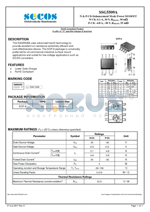 SSG5509A datasheet - N & P-Ch Enhancement Mode Power MOSFET