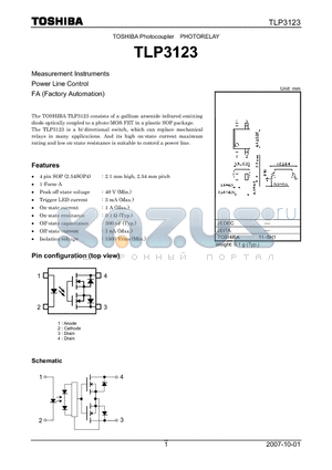 TLP3123 datasheet - Measurement Instruments Power Line Control